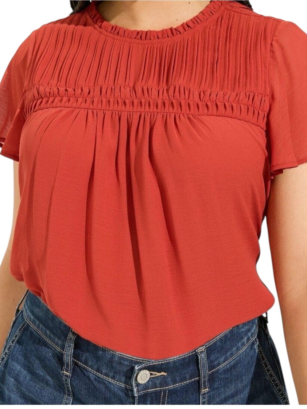Torrid Chiffon Smock Pintuck Flutter Short Sleeve Blouse Women’s 2 2X 18 20
